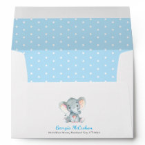 Elephant Baby Shower Invitation Blue and Gray Envelope Elephant Baby Shower Invitation Blue and Gray Envelope