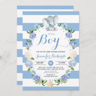 Elephant Baby Shower Invitation Boy Baby Shower