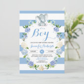 Elephant Baby Shower Invitation Boy Baby Shower (Standing Front)