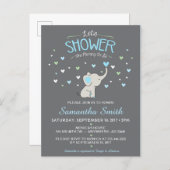 Elephant Baby Shower Invitation, Boy Baby Shower Invitation Postcard (Front/Back)