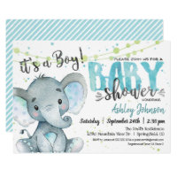 Elephant Baby Shower invitation, Boy Invitation