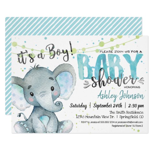 Elephant Baby Shower invitation, Boy Invitation | Zazzle.com