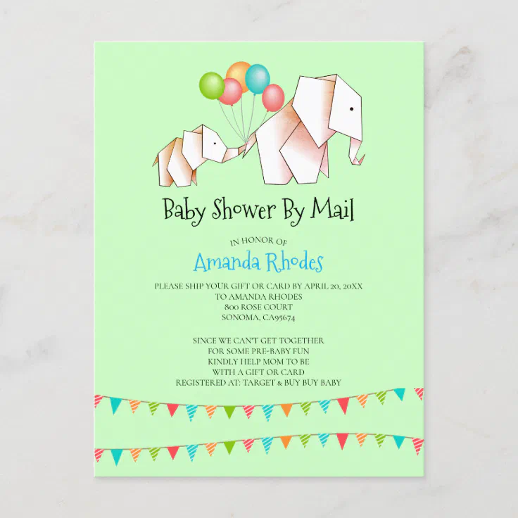 Elephant Baby Shower Invitation By Mail Zazzle