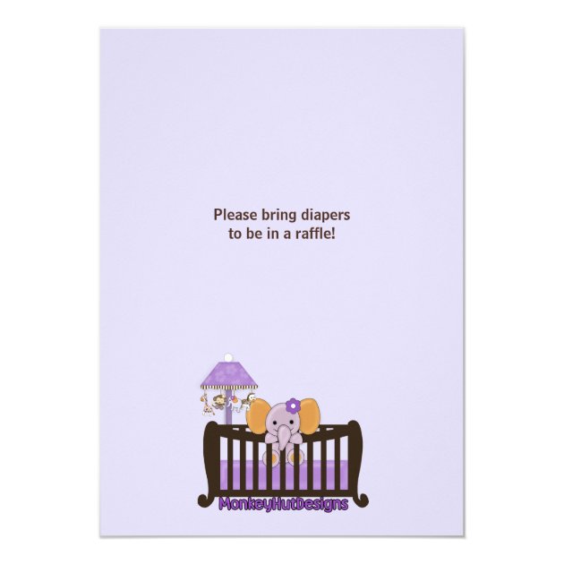 ELEPHANT Baby Shower Invitation Crib PURPLE CJ-E