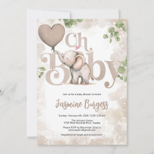 Elephant Baby Shower Invitation - Earthtones