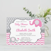 Elephant Baby Shower Invitation, Editable Color Invitation (Standing Front)