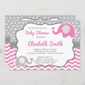 Elephant Baby Shower Invitation, Editable Color Invitation (Front/Back)