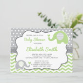 Elephant Baby Shower Invitation, EDITABLE COLOR Invitation (Standing Front)