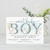 Elephant Baby Shower Invitation for a Boy (Standing Front)