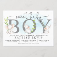 Elephant Baby Shower Invitation for a Boy