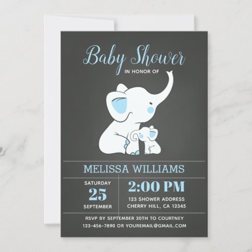 Elephant Baby Shower Invitation for Boy