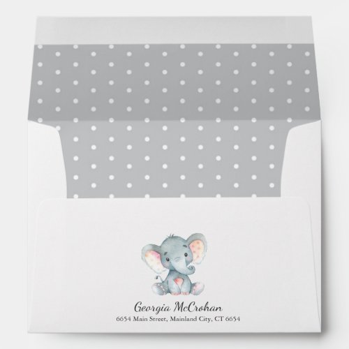 Elephant Baby Shower Invitation Gray Envelope