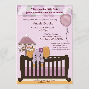 Elephant Baby Shower Invitation In Orchid Cje by MonkeyHutDesigns at Zazzle