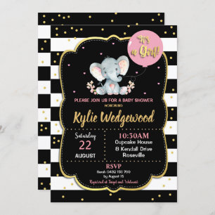 Elephant Baby Shower Invitation It's a Girl