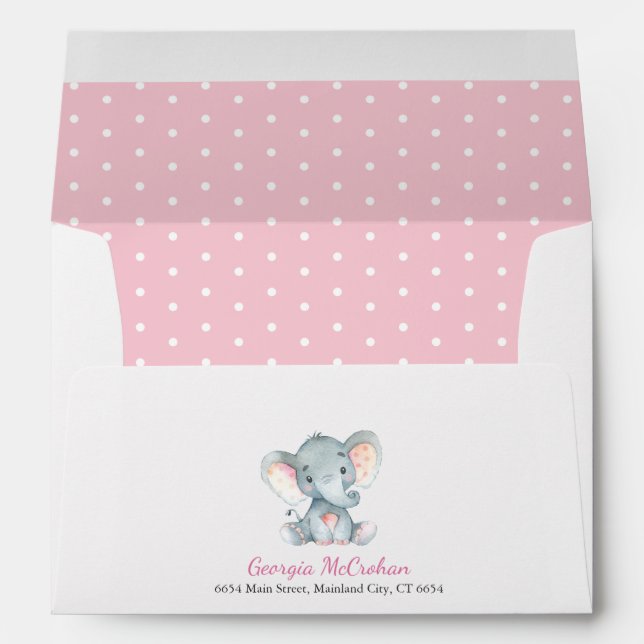 Elephant Baby Shower Invitation Pink and Gray Envelope (Back (Bottom))