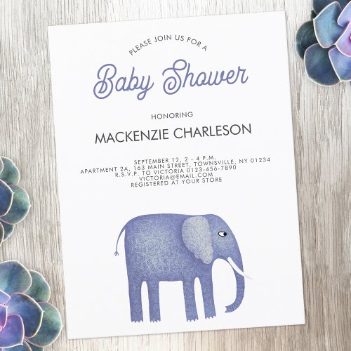 Elephant Baby Shower Invitation Postcard