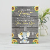 Elephant Baby Shower Invitation, rustic, Yellow Invitation (Standing Front)