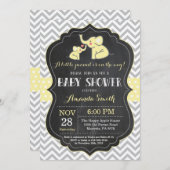 Elephant Baby Shower Invitation Yellow and Gray (Front/Back)