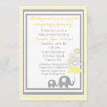 Elephant Baby Shower Invitation- Yellow and Gray Invitation