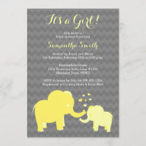 Elephant Baby Shower Invitation Yellow and Grey