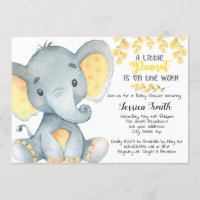 Elephant Baby Shower Invitation, Yellow, Neutral Invitation
