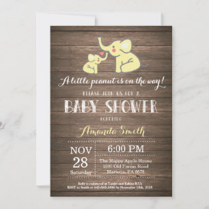Elephant Baby Shower Invitation Yellow Rustic