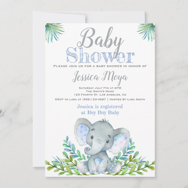 Elephant Baby Shower Invitations (Front)