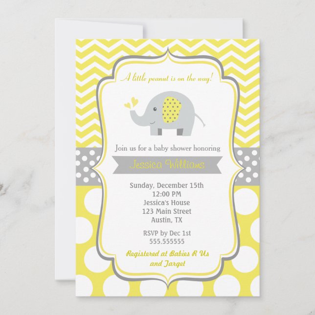 Elephant Baby Shower Invitations (Front)
