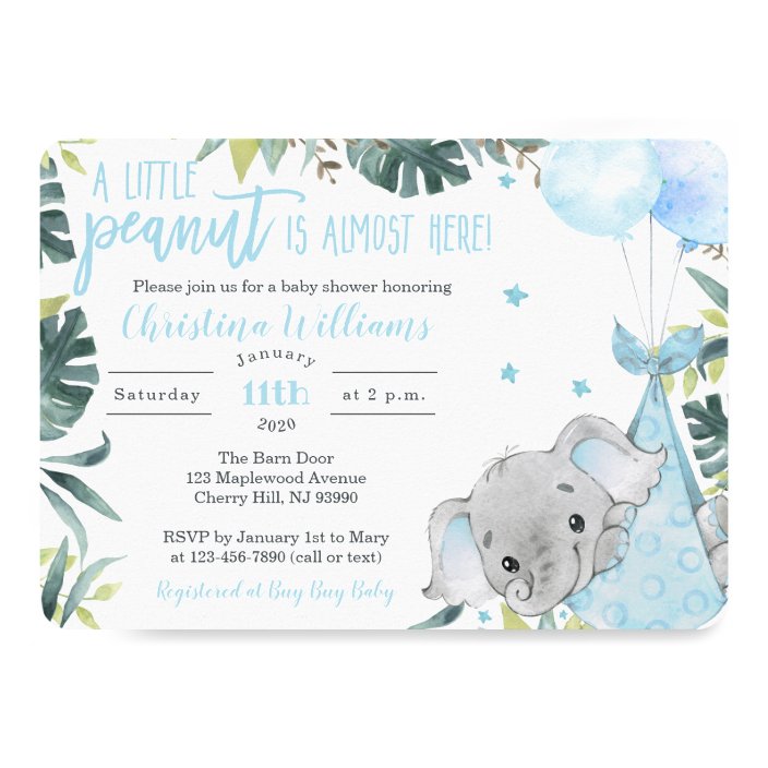 elephant baby shower invites boy
