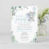 Elephant Baby Shower Invitations for a Boy (Standing Front)