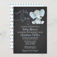 Elephant Baby Shower Invitations for a Boy