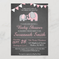 Elephant Baby Shower Invitations for a Girl