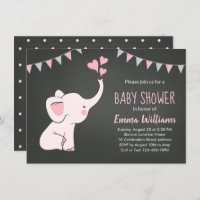 Elephant Baby Shower Invitations for a Girl