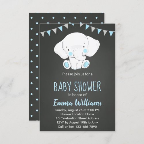 Elephant Baby Shower Invitations for Boy