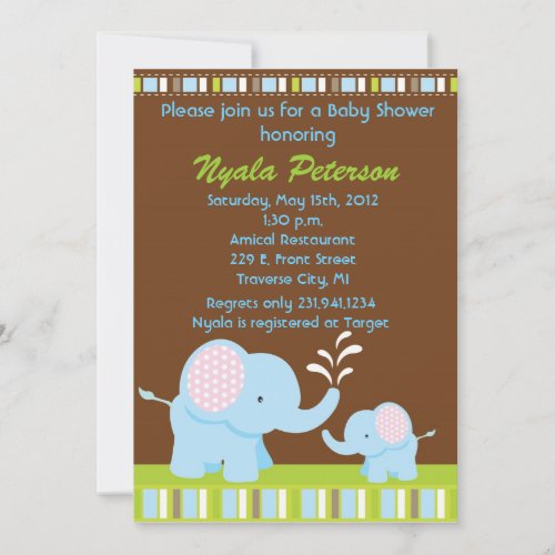 Elephant Baby Shower Invitations for Boy