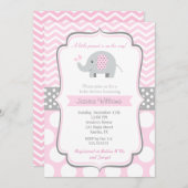 Elephant Baby Shower Invitations for Girl (Front/Back)