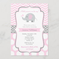 Elephant Baby Shower Invitations for Girl