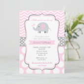 Elephant Baby Shower Invitations for Girl (Standing Front)