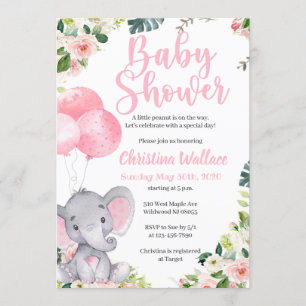 Elephant Baby Shower Invitations for Girls