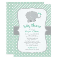 Elephant Baby Shower Invitations | Mint Green