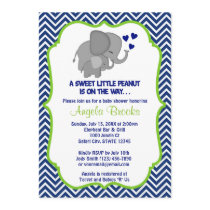 Elephant Baby Shower Invitations Navy Chevron