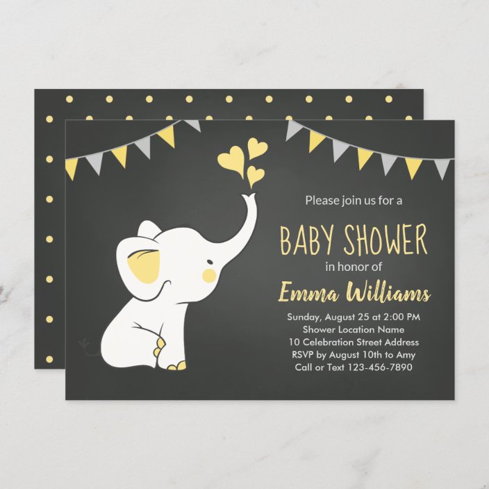 Elephant Baby Shower Invitations Neutral Zazzle Com