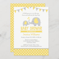 Elephant Baby Shower Invitations | Yellow and Gray