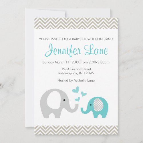 Elephant Baby Shower Invite Boy