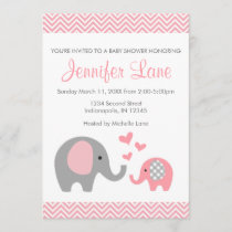 Elephant Baby Shower Invite Girl