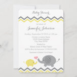 Elephant Baby Shower Invite | Yellow Gray Chevron at Zazzle