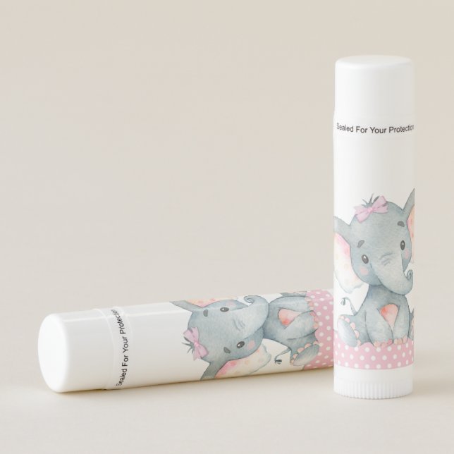 Elephant Baby Shower Lip Balm Favors (Front)