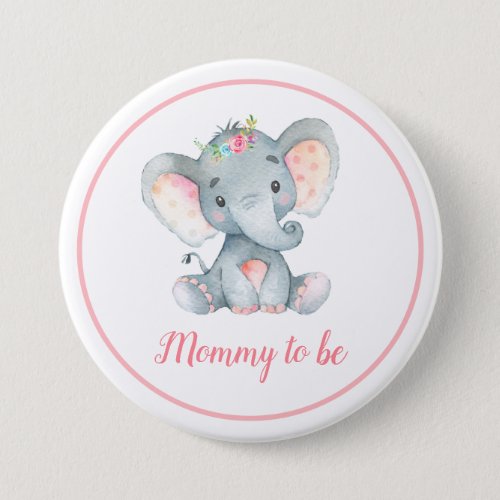 Elephant Baby Shower Mommy To Be New Mom Pink Button