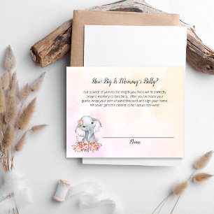 Elephant Baby Shower Mommy's Belly Size Game Enclosure Card