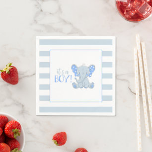 Elephant Baby Shower Napkin - It's a Boy